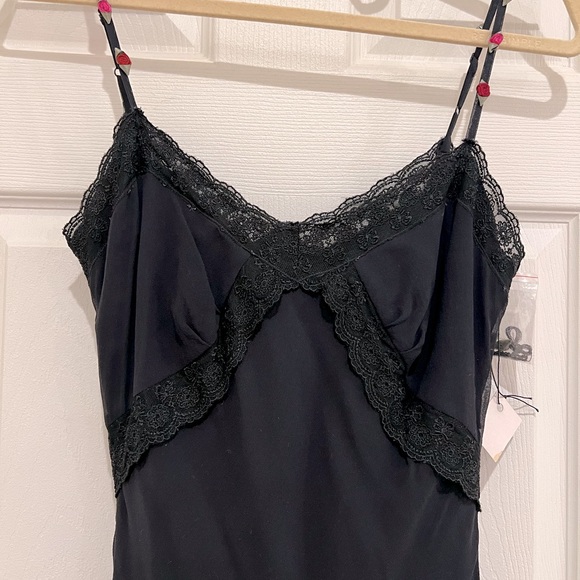 Vintage 90’s Sue Wong high low maxi Black lace Pink Roses Long Dress Size 6. - Picture 3 of 12